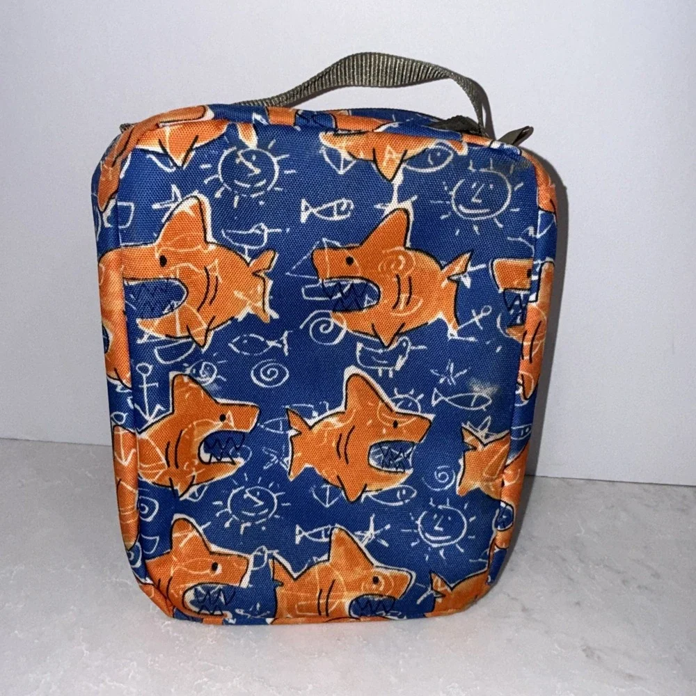 LL BEAN SHARK  PRINT CAMOUFLAGE ZIPPERED KIDS LUNCH BOX BAG